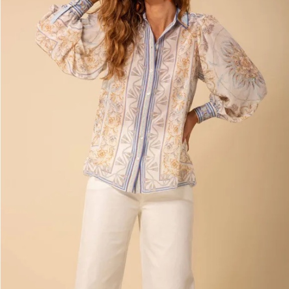 Hale Bob Ryleigh Silk Blouse, Size M NWT